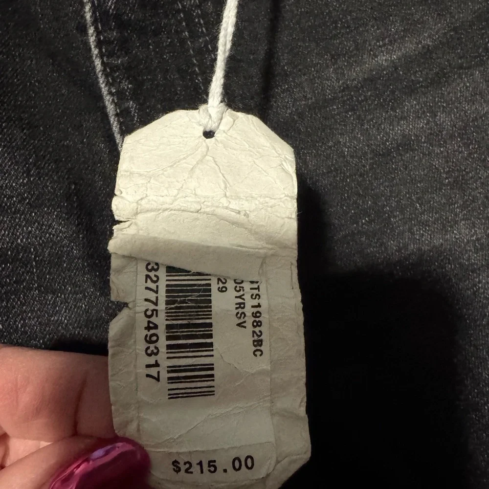 Ag Adriano Goldschmied Black Frayed Hem Denim Chrissy Vintage Bermuda Shorts - Picture 4 of 7